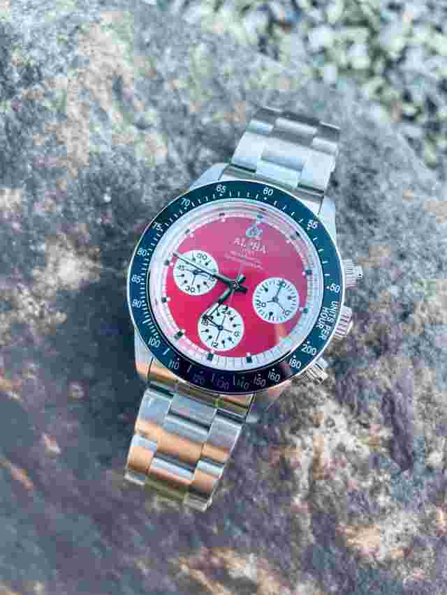 Alpha mechanical chronograph men's watch display back