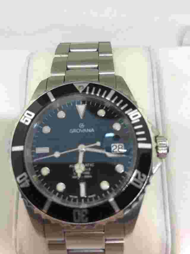 GROVANA Diver Automatic Black Dial Stainless Steel Men's Watch 1571.2 1000ft Box