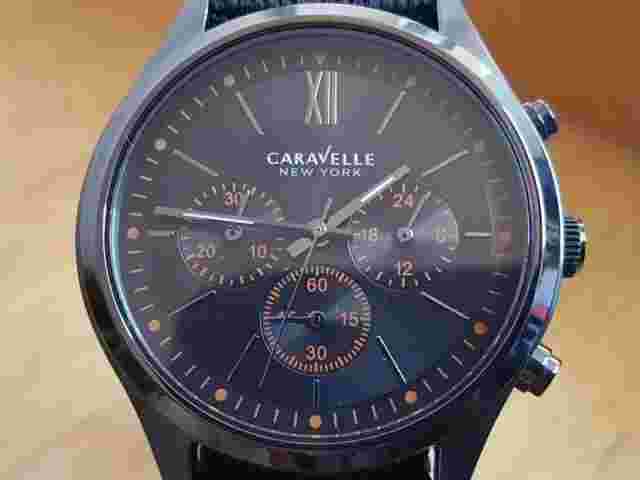 Mens Textile Strap Bulova Caravelle Military Chrono Watch 45A130 New In Box