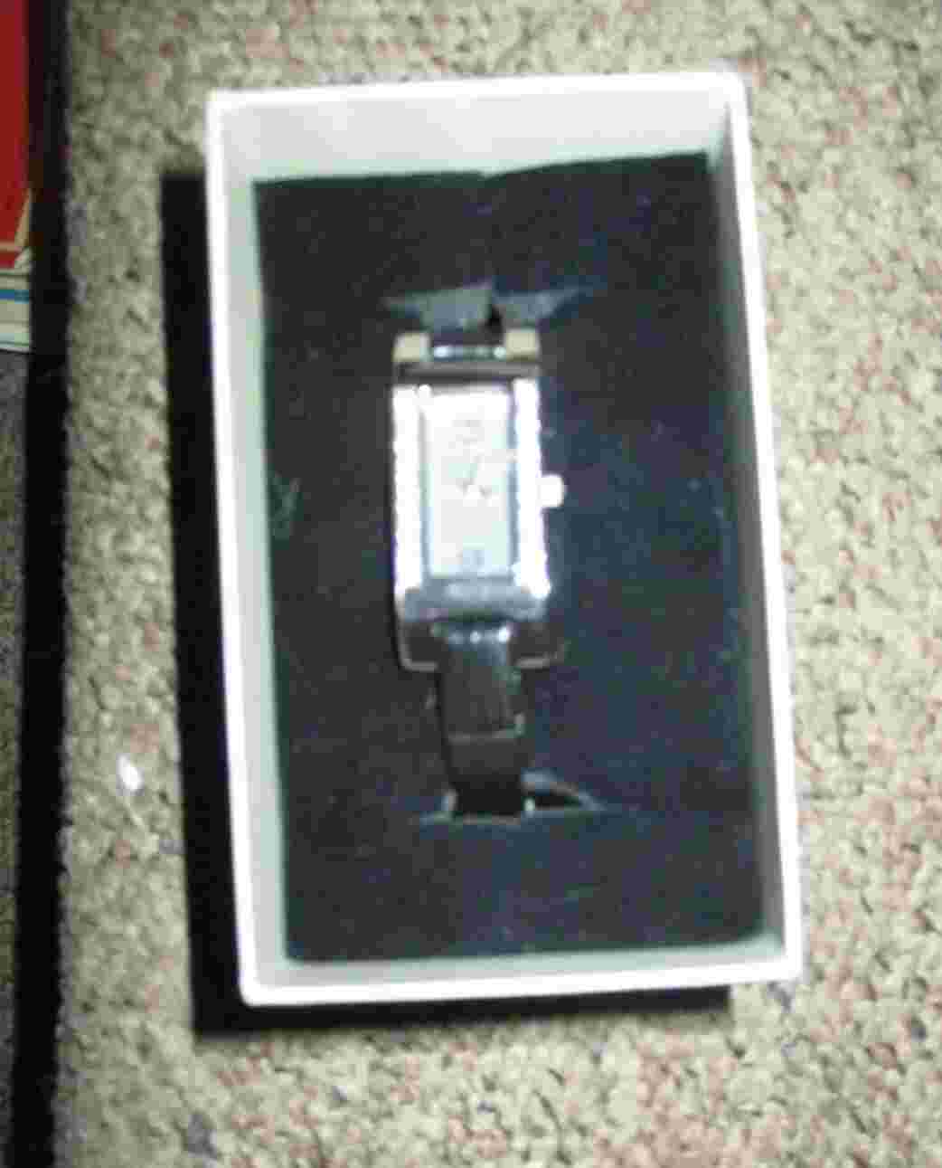 Oasis Watch Ladies Black Leather Strap Rectangle Face Boxed A139.80OA