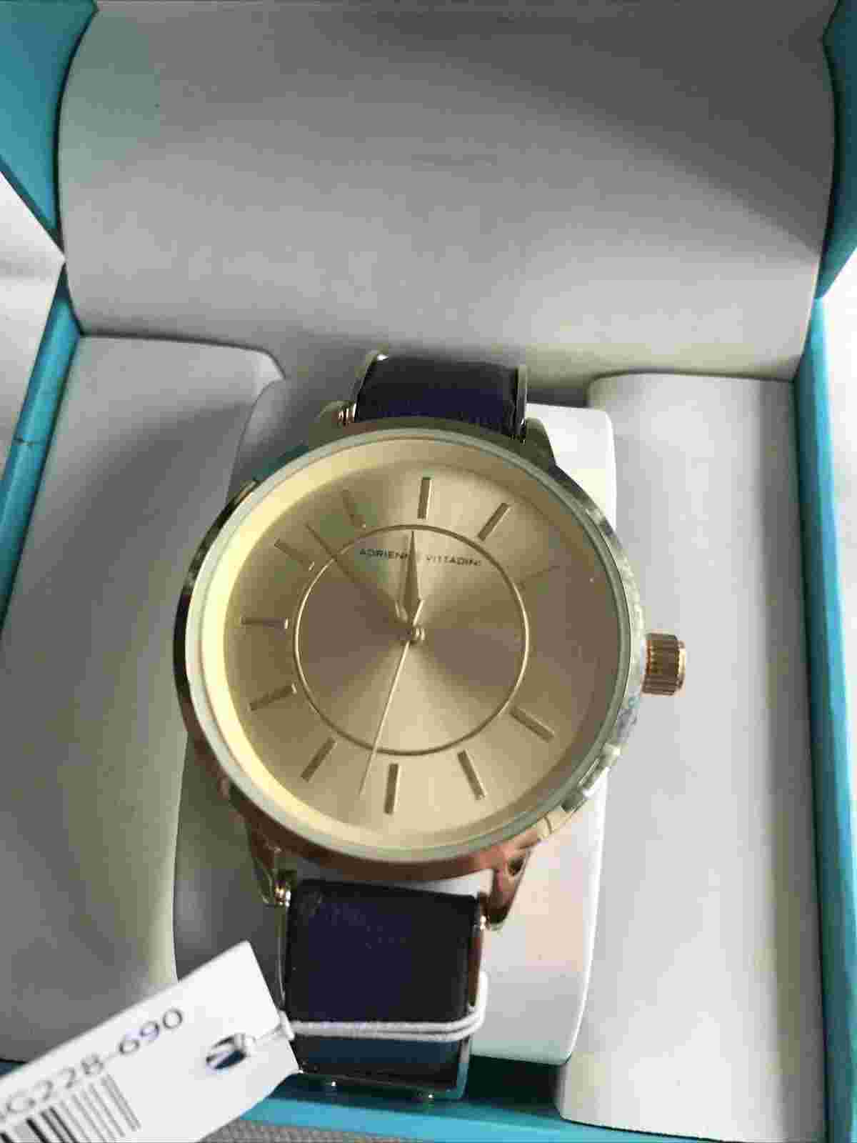 Adrienne Vittadini Sport Watch. New In Box Blue Leather Strap RRP $65
