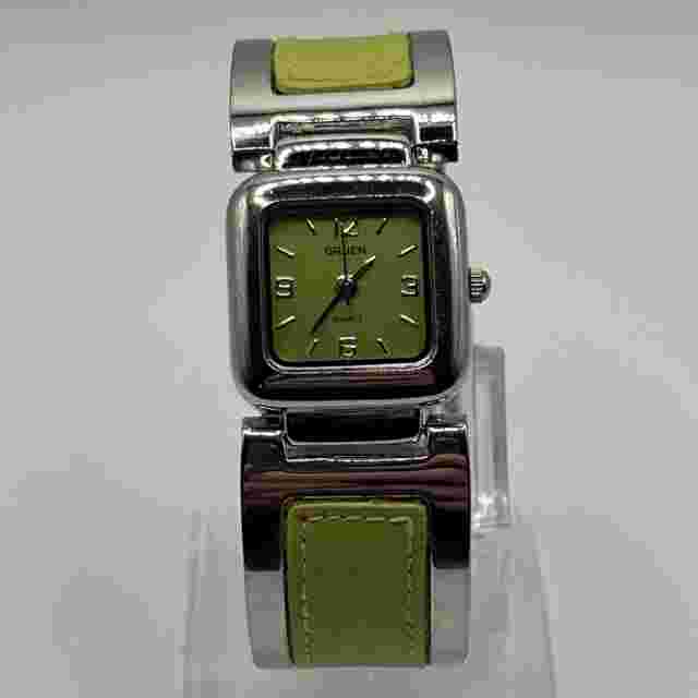 Gruen Women's Watch Lime Green & Silver Tone Dial & Band NEW BATTERY RUNS!