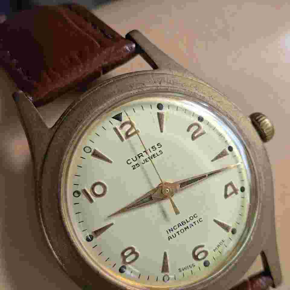 Vintage CURTISS men's automatic watch Felsa 1560 25Jewels swiss made 1950s