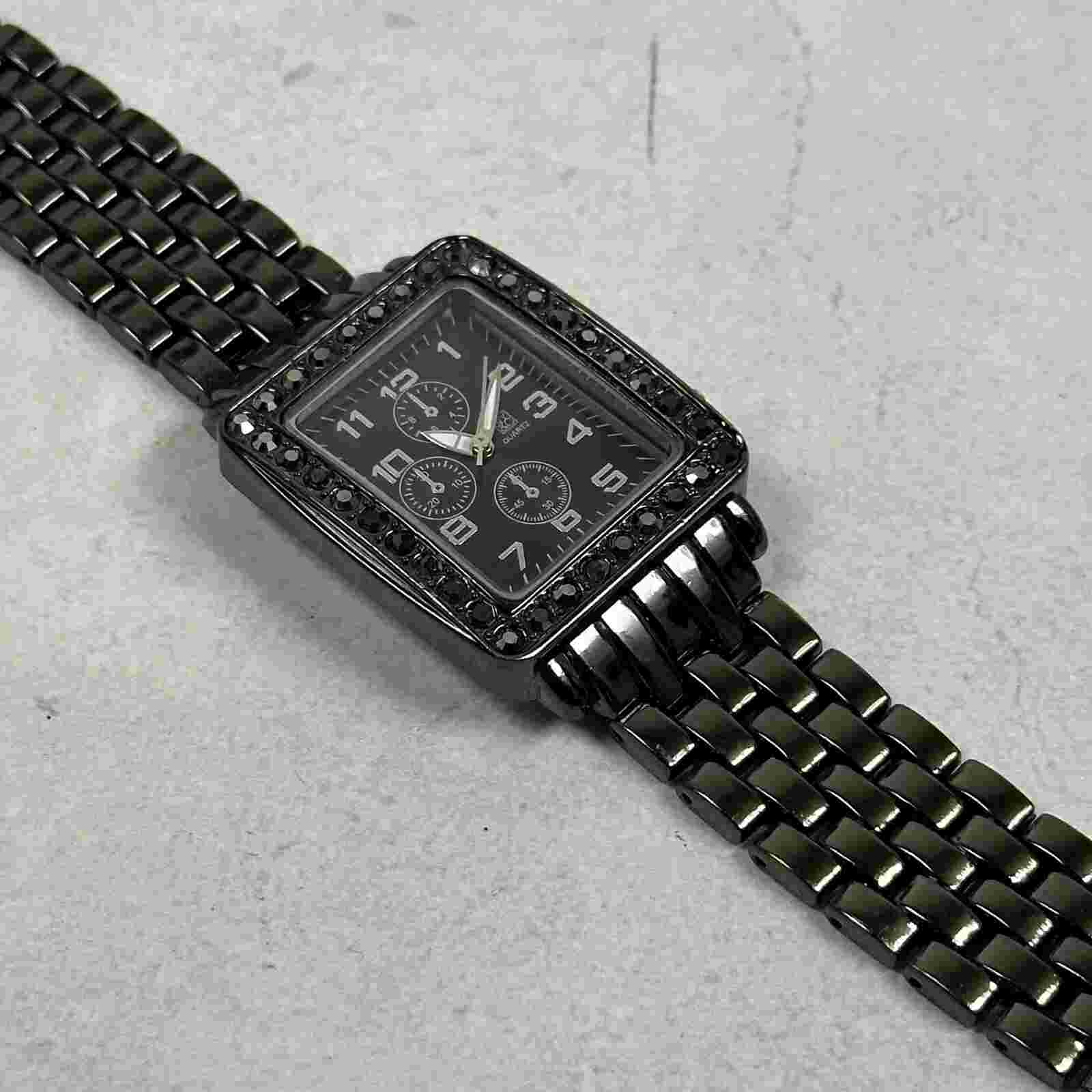 New York and Company Watch Womens 31mm Rectangle Gray Pave Crystal New Battery
