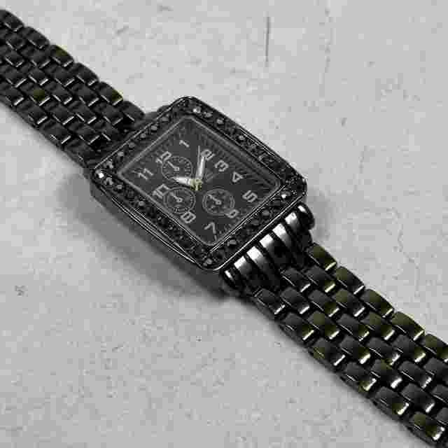 New York and Company Watch Womens 31mm Rectangle Gray Pave Crystal New Battery