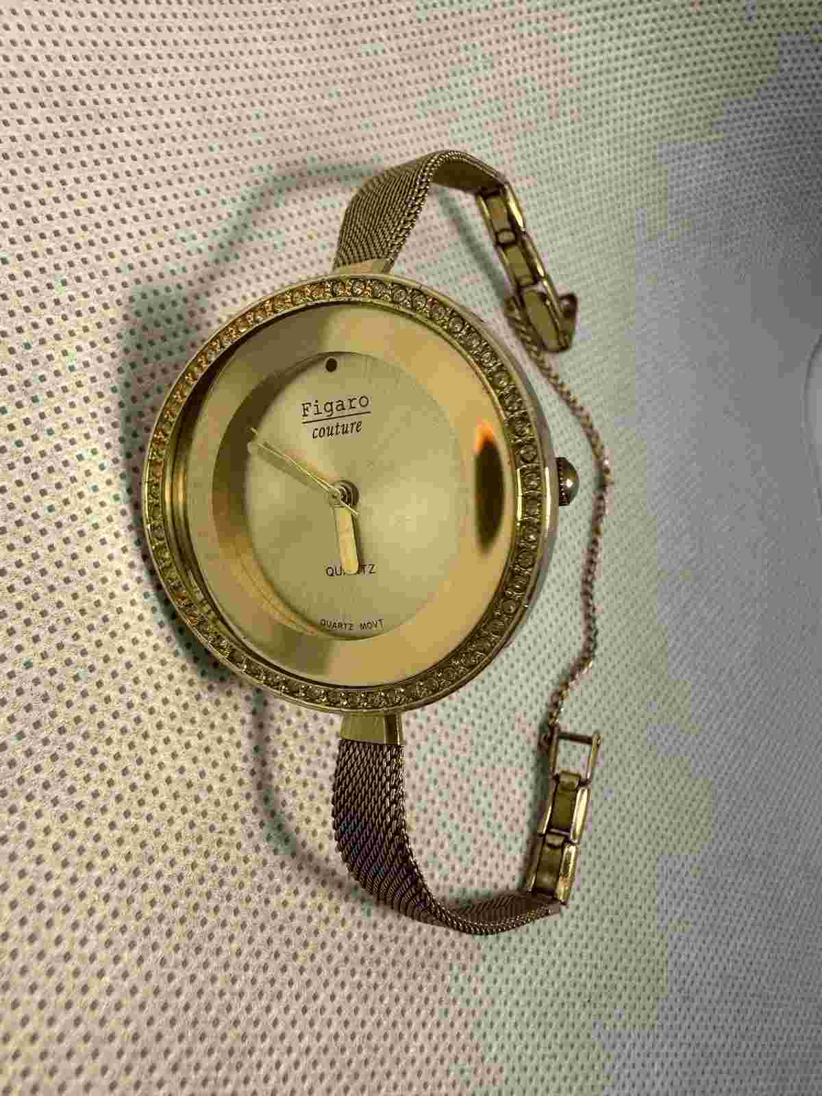Figaro Couture  Rhinestone Women's Gold Tone Watch - Quartz - Analog - LLSO5268