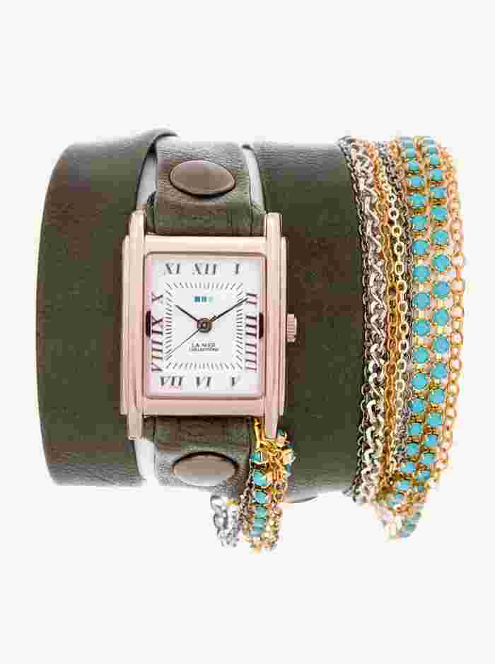 La Mer Turquoise Crystal Slate Gray with Gold Case Wrap