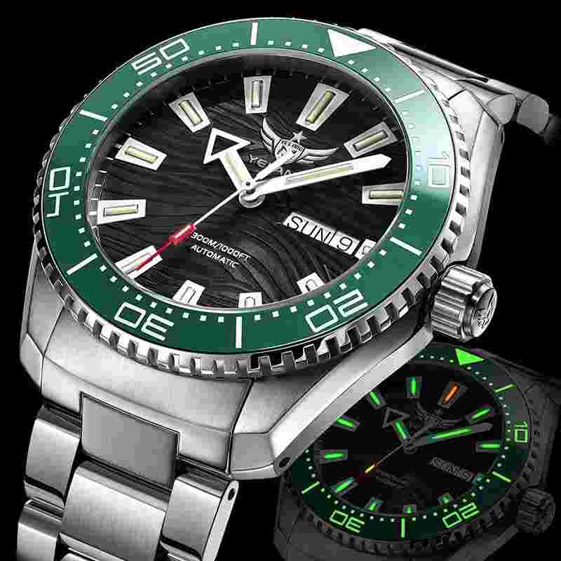 YELANG Men Diver Watch Military Automatic Wristwatch Sport Luminous 30ATM SW220