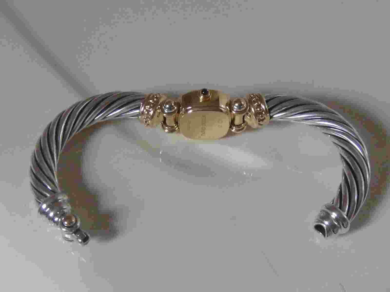 $5950 DAVID YURMAN 18K GOLD SS DIAMOND CABLE BRACELET WATCH