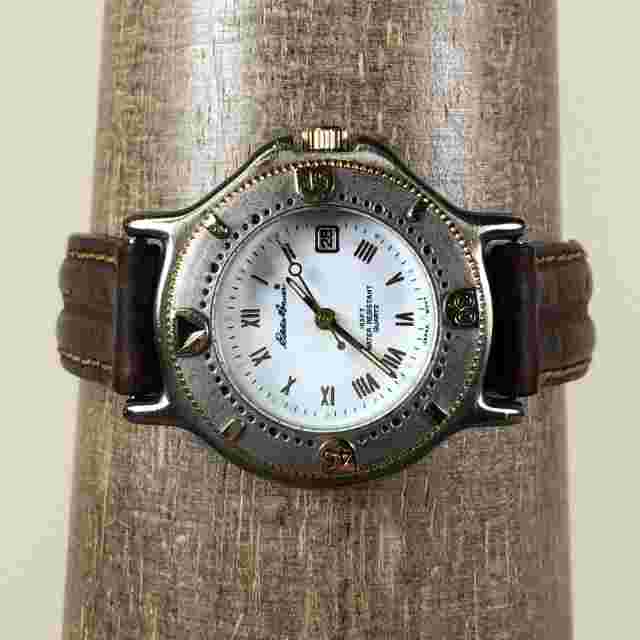 Eddie Bauer Women 53202 Pacific White Dial Date 29mm Leather Quartz Watch 6 1/2"