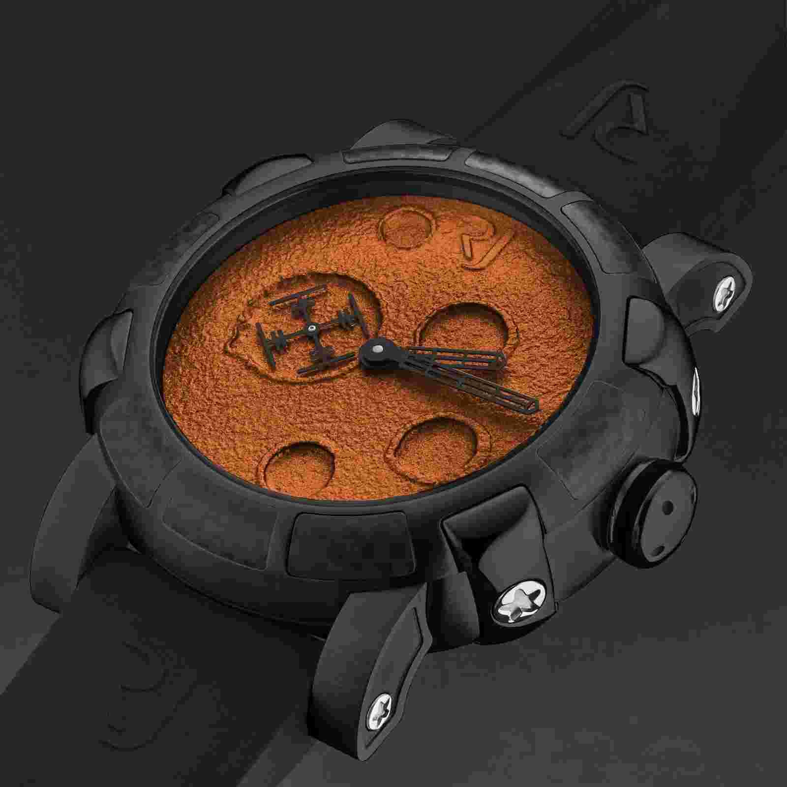 Romain Jerome Mens 'Moon Dust' Orange Dial Black Strap Automatic RJ.MD.AU.901.20
