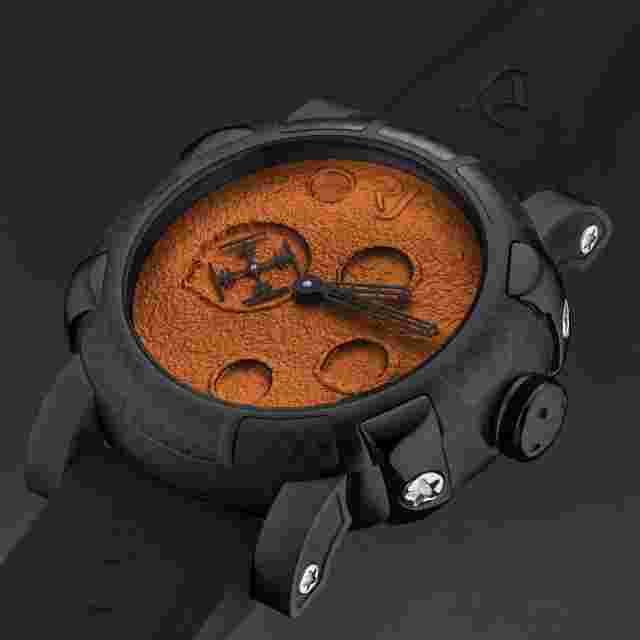 Romain Jerome Mens 'Moon Dust' Orange Dial Black Strap Automatic RJ.MD.AU.901.20