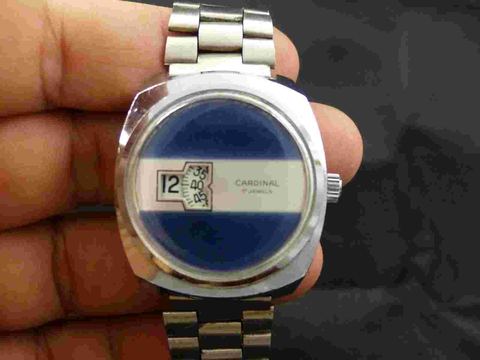 Rear hand winding DIGITAL Cardinal 17 jewels  watch hard to find for collectors!