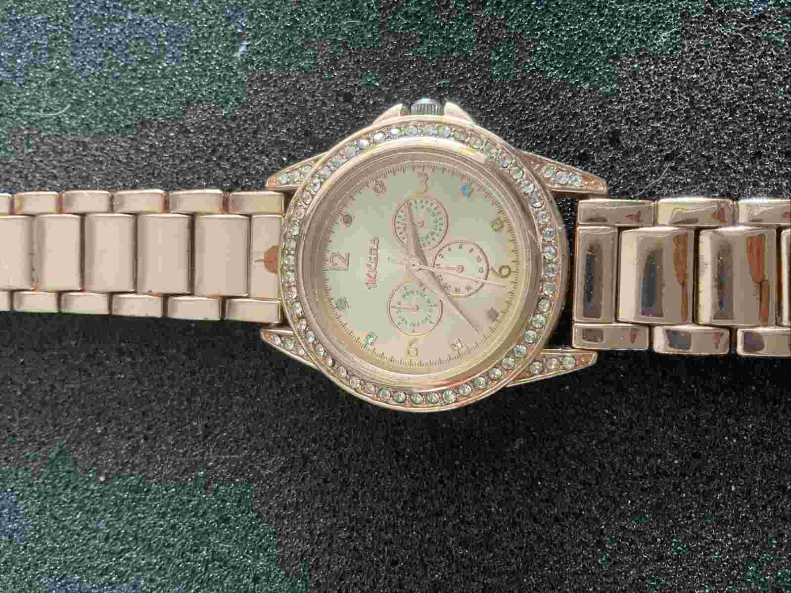 Tikkers Girls Rose Gold Metal Bracelet Multicoloured Stone Dial Watch, Preowned