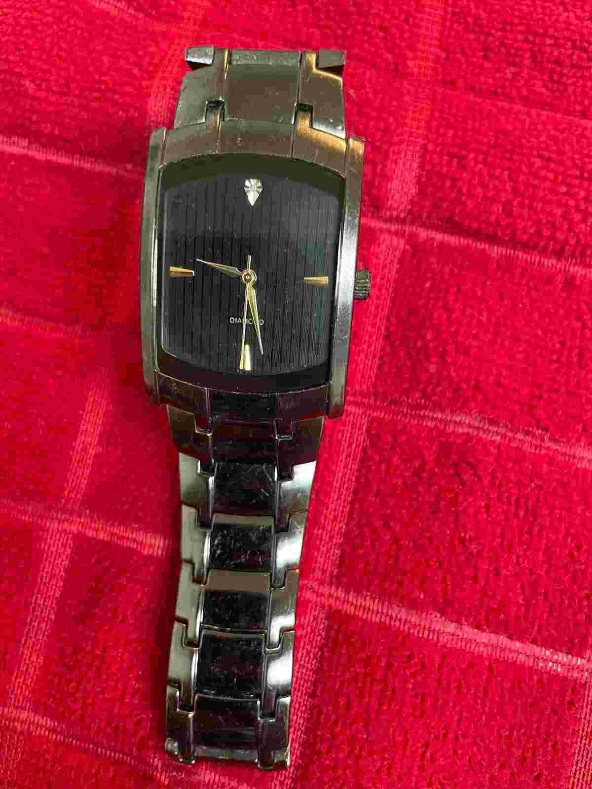 ALLUDE MENS GOLDEN BLACK DIAMOND QUARTZ WATCH.  #10