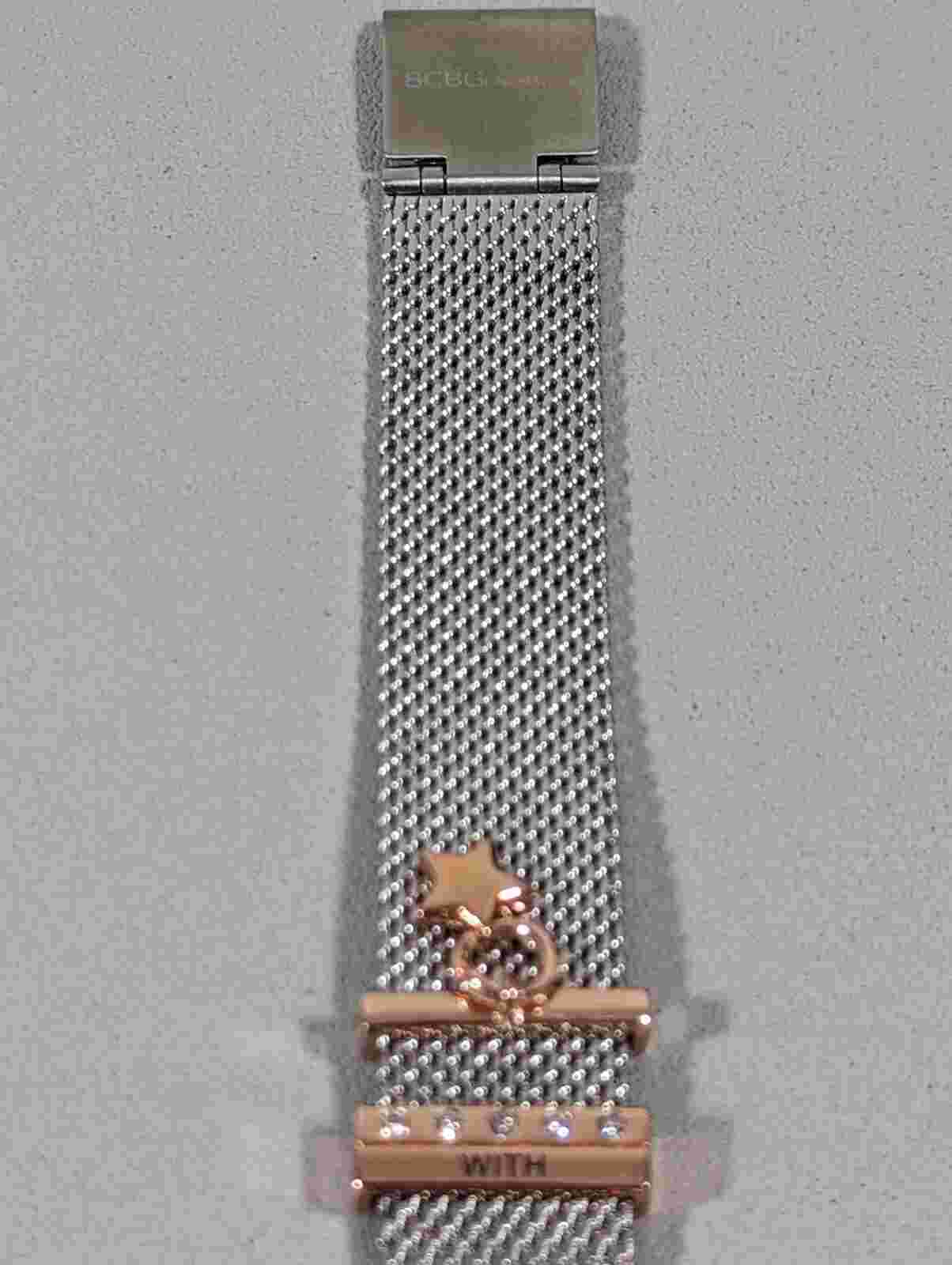 BCBGeneration Gold Tone Round Case Stainless Steel Mesh Style Band Watch