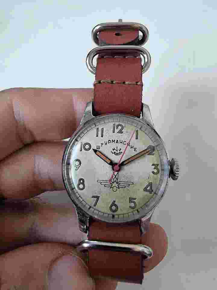 Orig Early Shturmanskie Gagarin Soviet USSR watch type-1 15 jew 1Q-1950 Stop-Sec