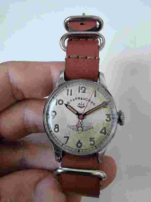 Orig Early Shturmanskie Gagarin Soviet USSR watch type-1 15 jew 1Q-1950 Stop-Sec