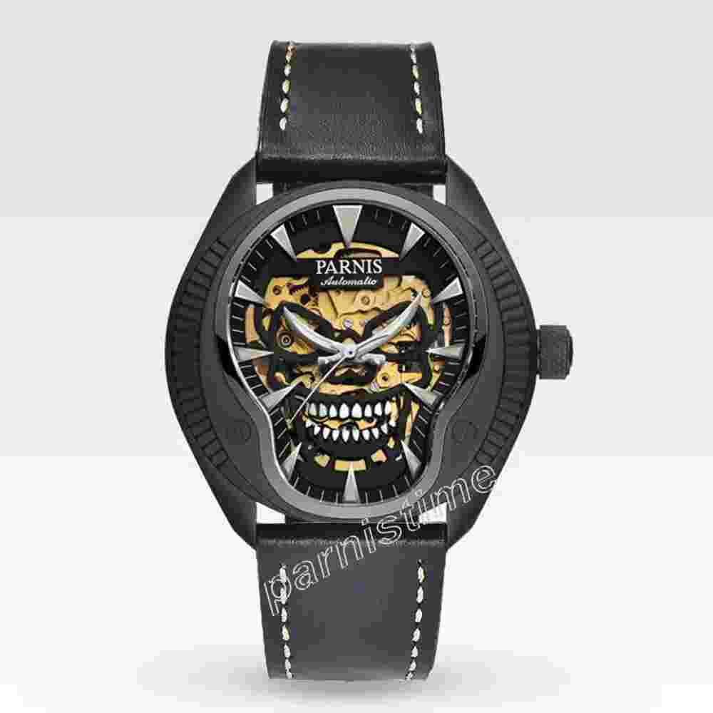 Parnis Sapphire Crystal Cool Skull Dial Miyota 8N24 Automatic Men Watch