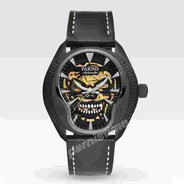 Parnis Sapphire Crystal Cool Skull Dial Miyota 8N24 Automatic Men Watch