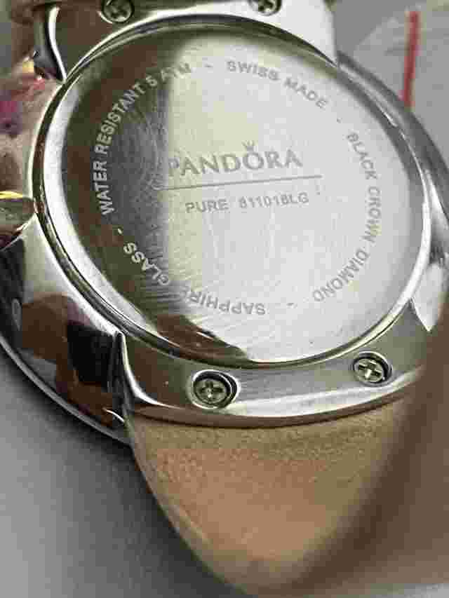 Preowned Pandora ‘Pure Line’ Wristwatch With Soft Beige Leather Wristband.
