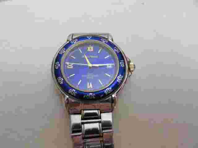 HUGO MAXX MEN'S BLUE FACE WATER & SHOCK W/ DATE 18K GOLD PLATE  MAIL TODAY