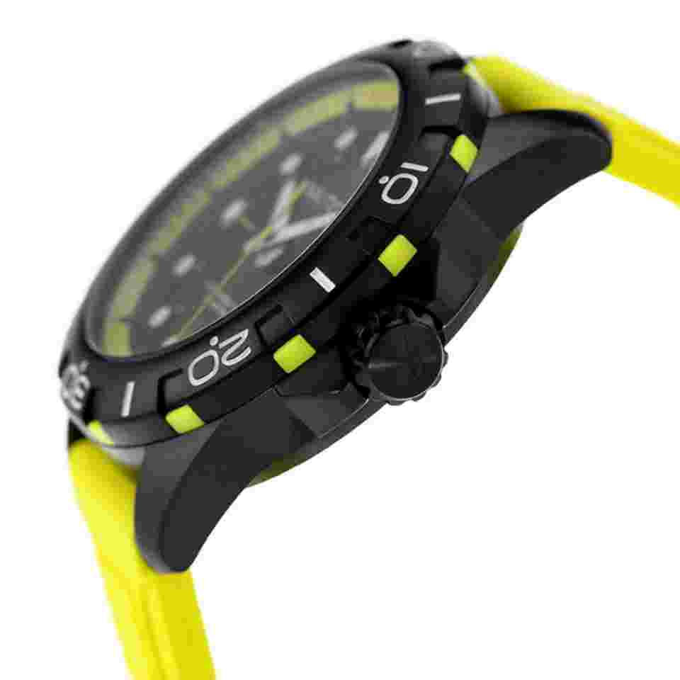 Nautica NAPNRS403 Men's Quartz Watch Black Dial Yellow Band Rubber