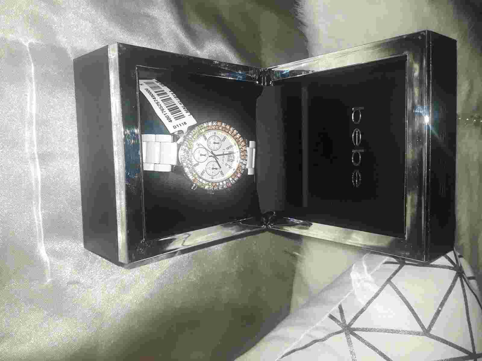 New Bebe White Waist Band Watch