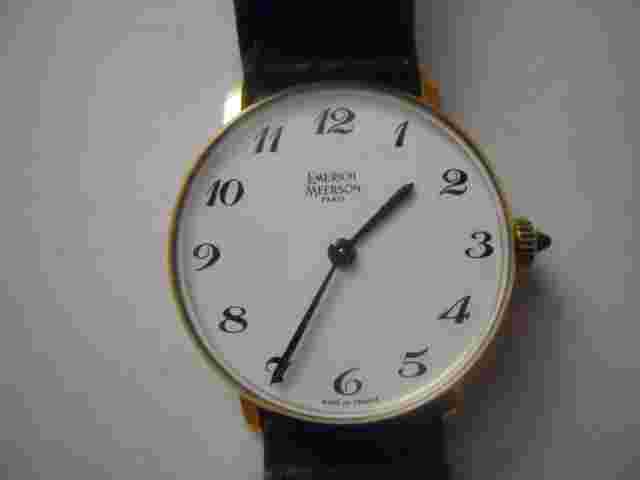 Vintage Emerich Meerson women's Black leather,winding up & Analog used watch.