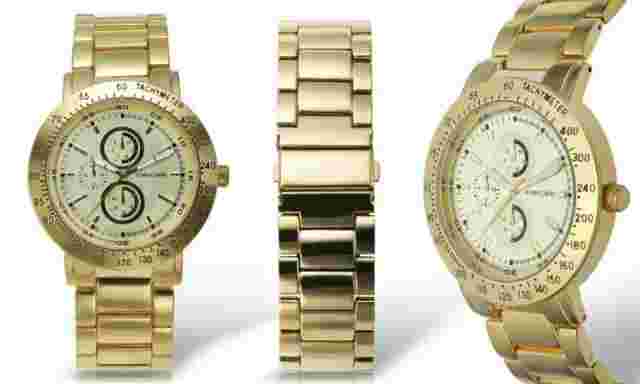 NEW Alexander Dubois J28 Men's Multi-Function Drome Collection IP Gold Watch 30M