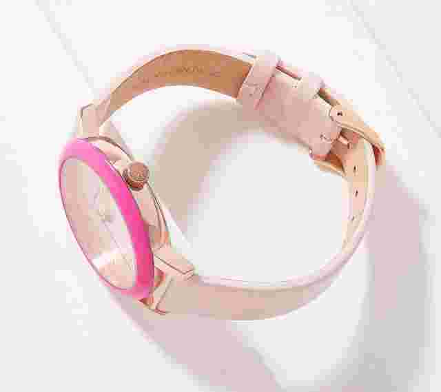 Isaac Mizrahi Live! Watch with Round Colored Bezel, Pink, One Size