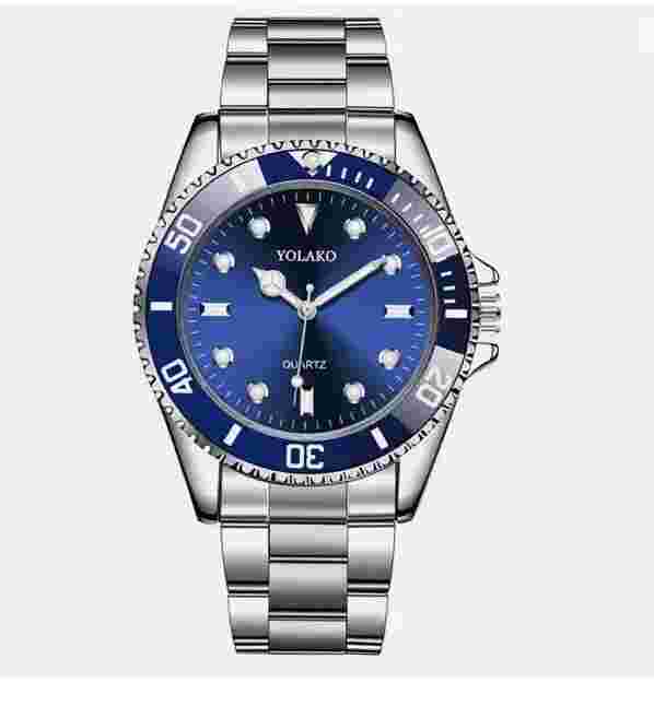 Men's Watch Chronometer Bracelet Sports Military Blue Dial Quartz Date Watch