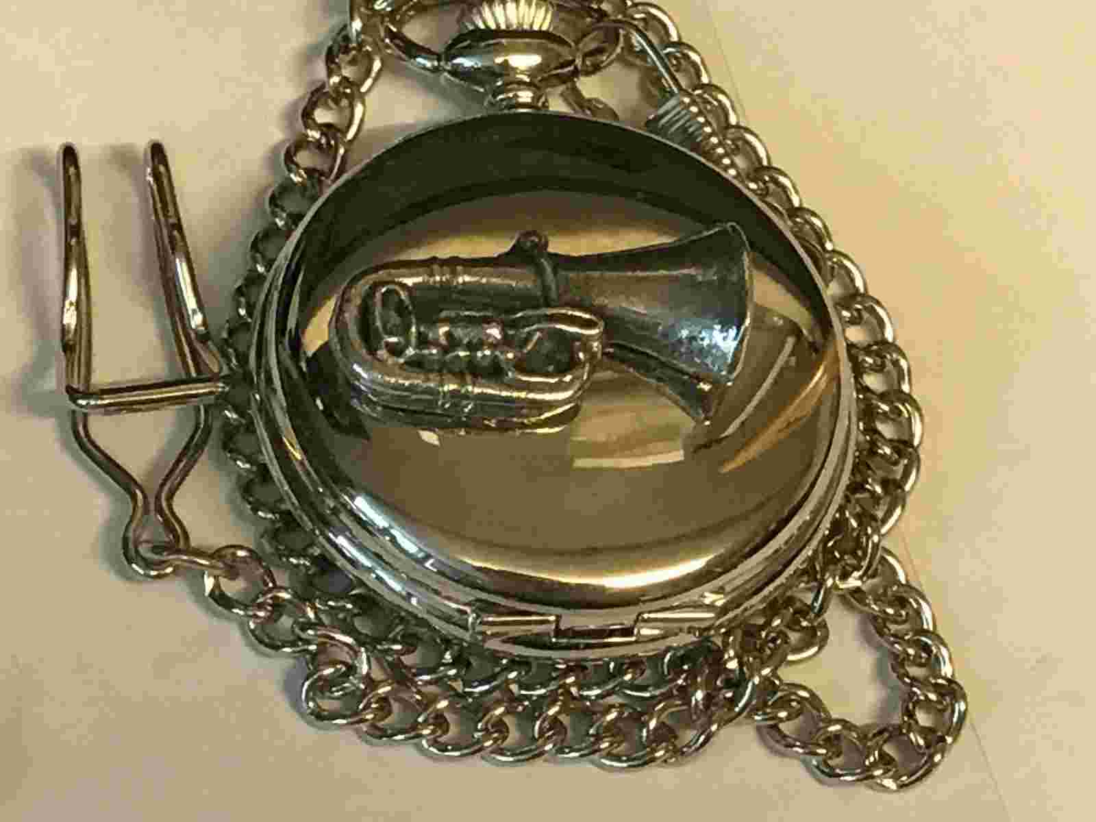 Tuba TG41 Pewter on a Silver Pocket Watch Quartz fob
