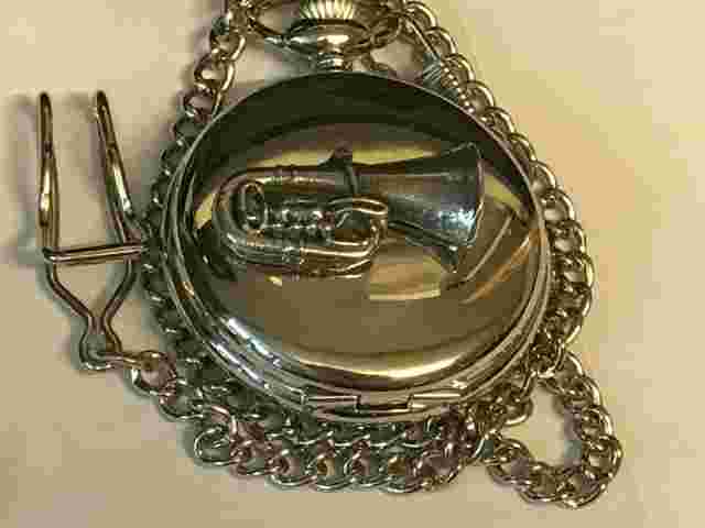 Tuba TG41 Pewter on a Silver Pocket Watch Quartz fob