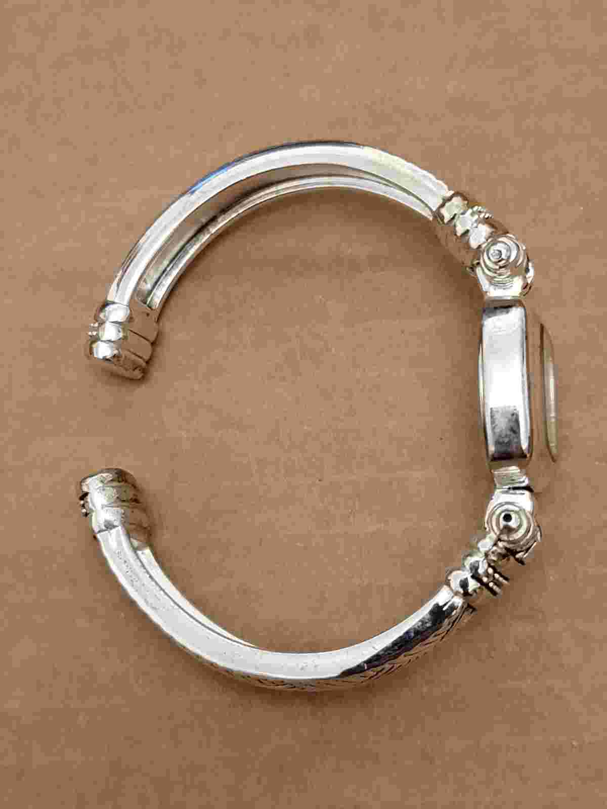Ladies Silver Toned Cuff Watch Design MZ Berger Adjustable Band