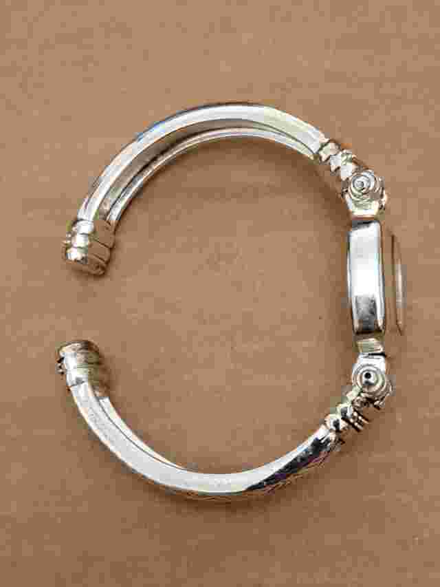 Ladies Silver Toned Cuff Watch Design MZ Berger Adjustable Band