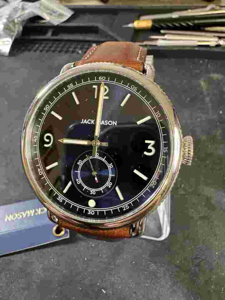 Jack Mason Avigator 45MM Dark Blue w/ Stanless Case Brown leather Strap