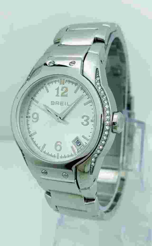 Breil TW0608 Women's Stone Case Curved Glass Stainless Steel Link Bracelet Watch