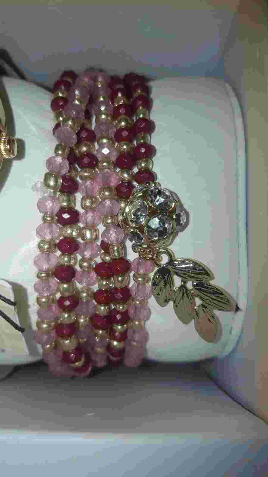 Woman Watch and Beaded Stretch Bracelet Set