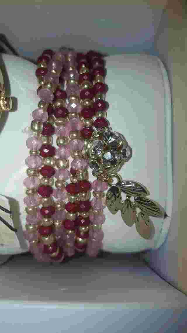 Woman Watch and Beaded Stretch Bracelet Set