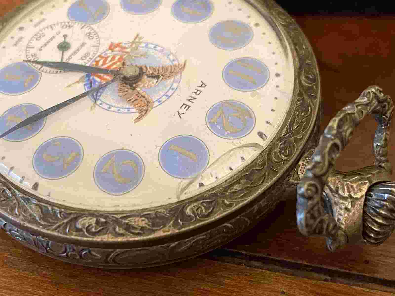 Vintage Arnex Delemont Kennedy Commemorative Pocket Watch Unitas 17j Runs Great