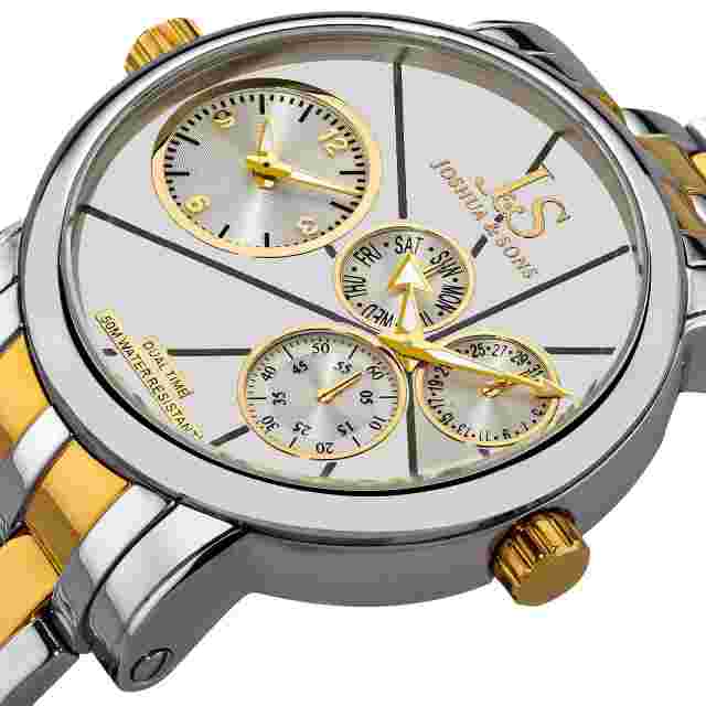 Joshua & Sons Mens Js-35-ttg Dual Time Stainless Steel Watch