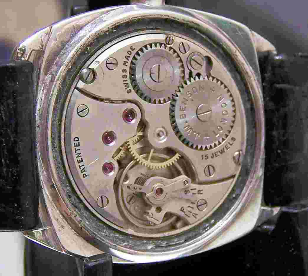 ANTIQUE VINTAGE 1937 JW BENSON BORGEL SOLID SILVER CASE LOVELY DIAL WATCH WORKS