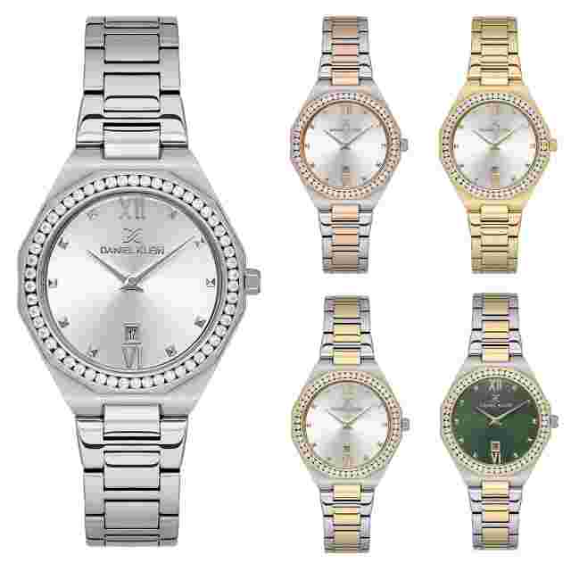 Daniel Klein 33mm Womens Watch, Gemstone Bezel, Steel Band, Date - DK13601