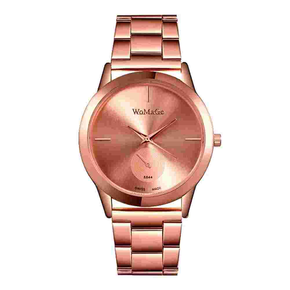 WoMaGe Fashion Luxury Rose Gold Stainless Steel Quartz Wrist Watch - Size XL
