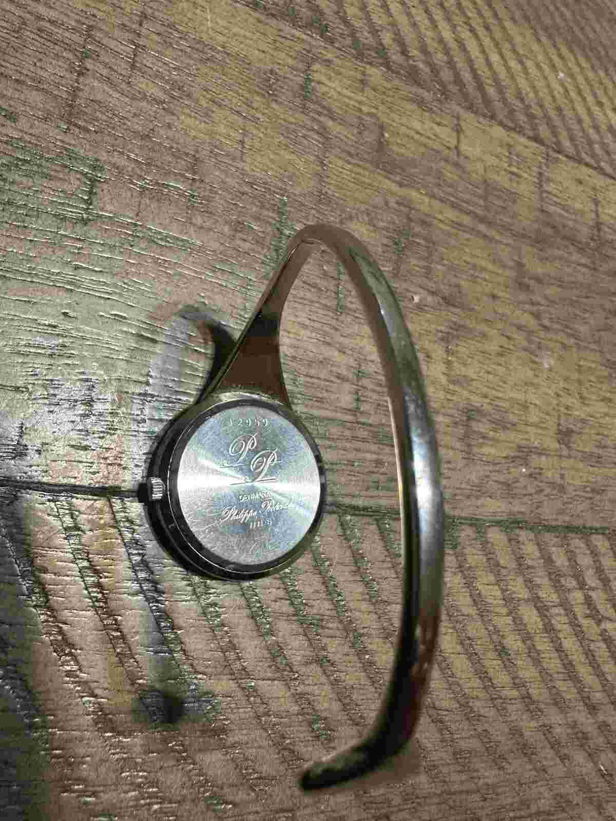 Ladies Philippe Pechard Silver Tone Modern Cuff Bracelet Analog Watch