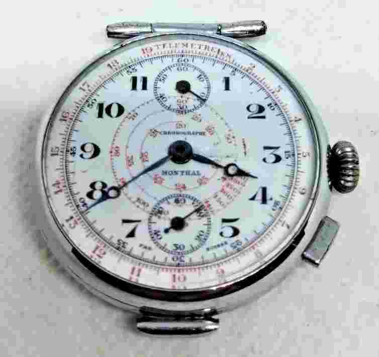 Vintage Men's Monthal Telemetre Snail Chronographe Pierce Cal. 130 Fab. Suisse