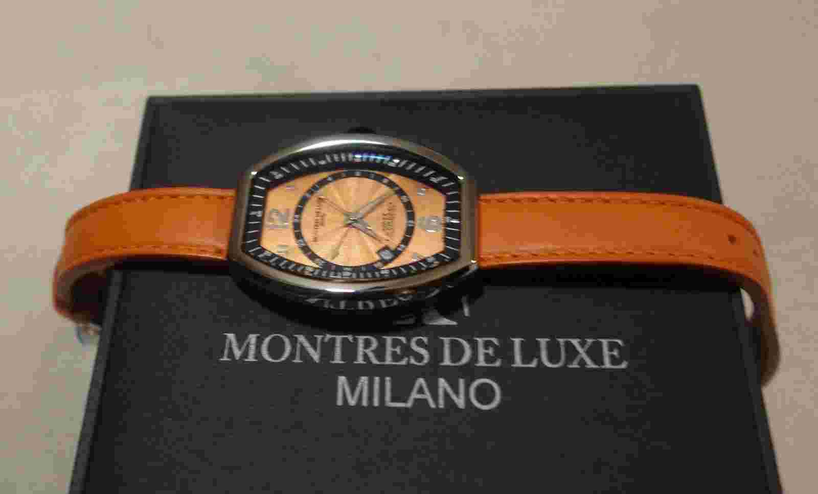 Montres De Luxe Women's EX L 9203 Estremo Quartz ORANGE Dial Watch new $1400