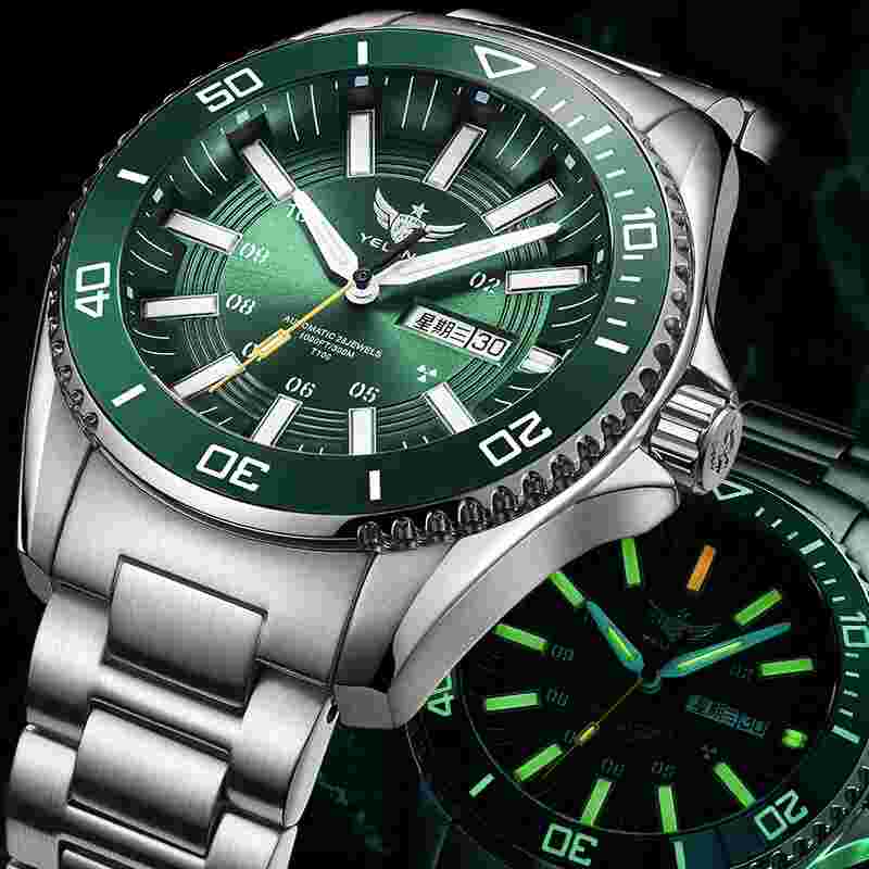 YELANG Men Automatic Watch Luxury Luminous Mechanical Wristwatch 30ATM Military
