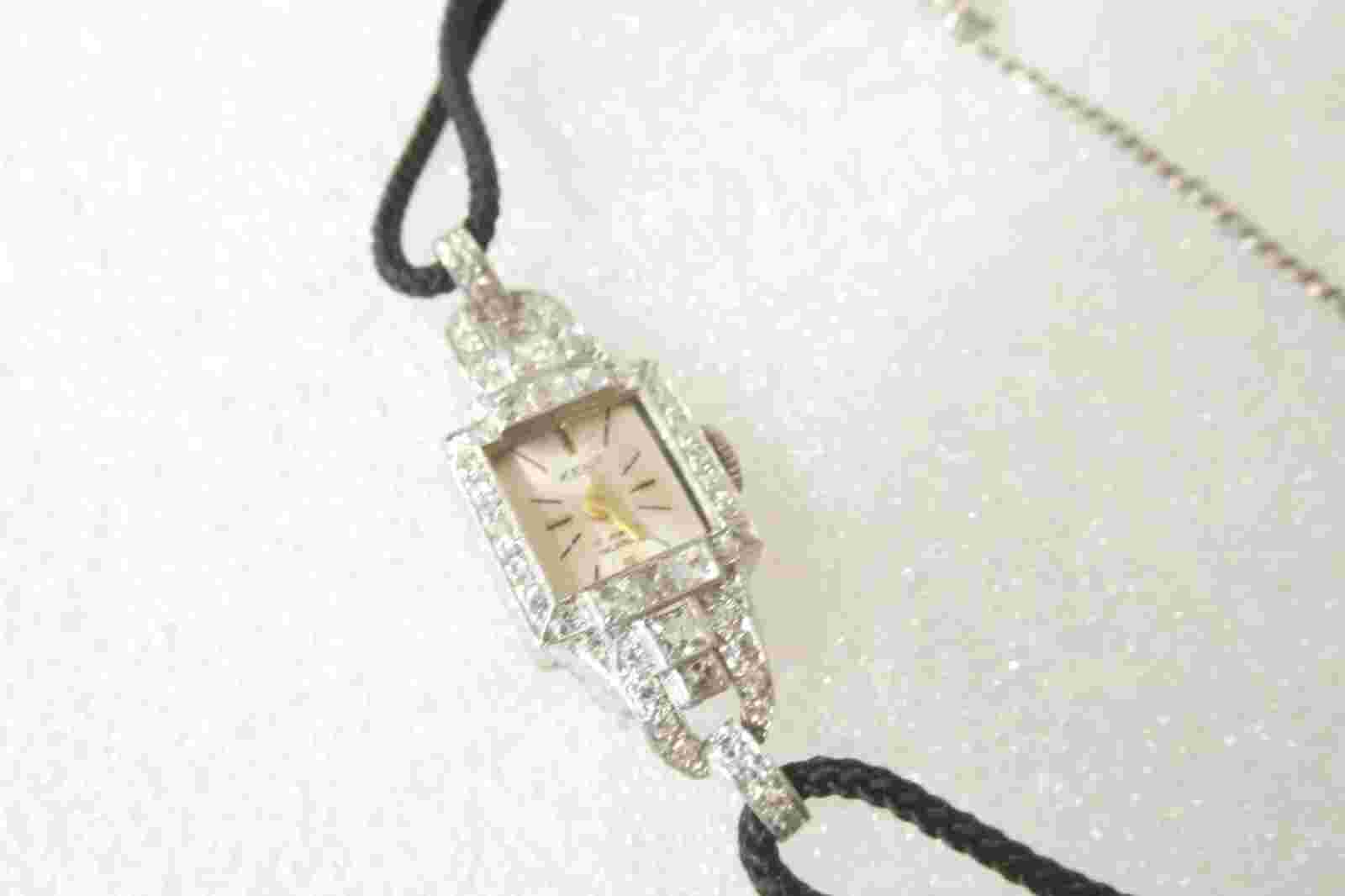 Antique Ladies Platinum Kent Diamond Deco Watch Manual Wind 12g INCABLOC Wa3